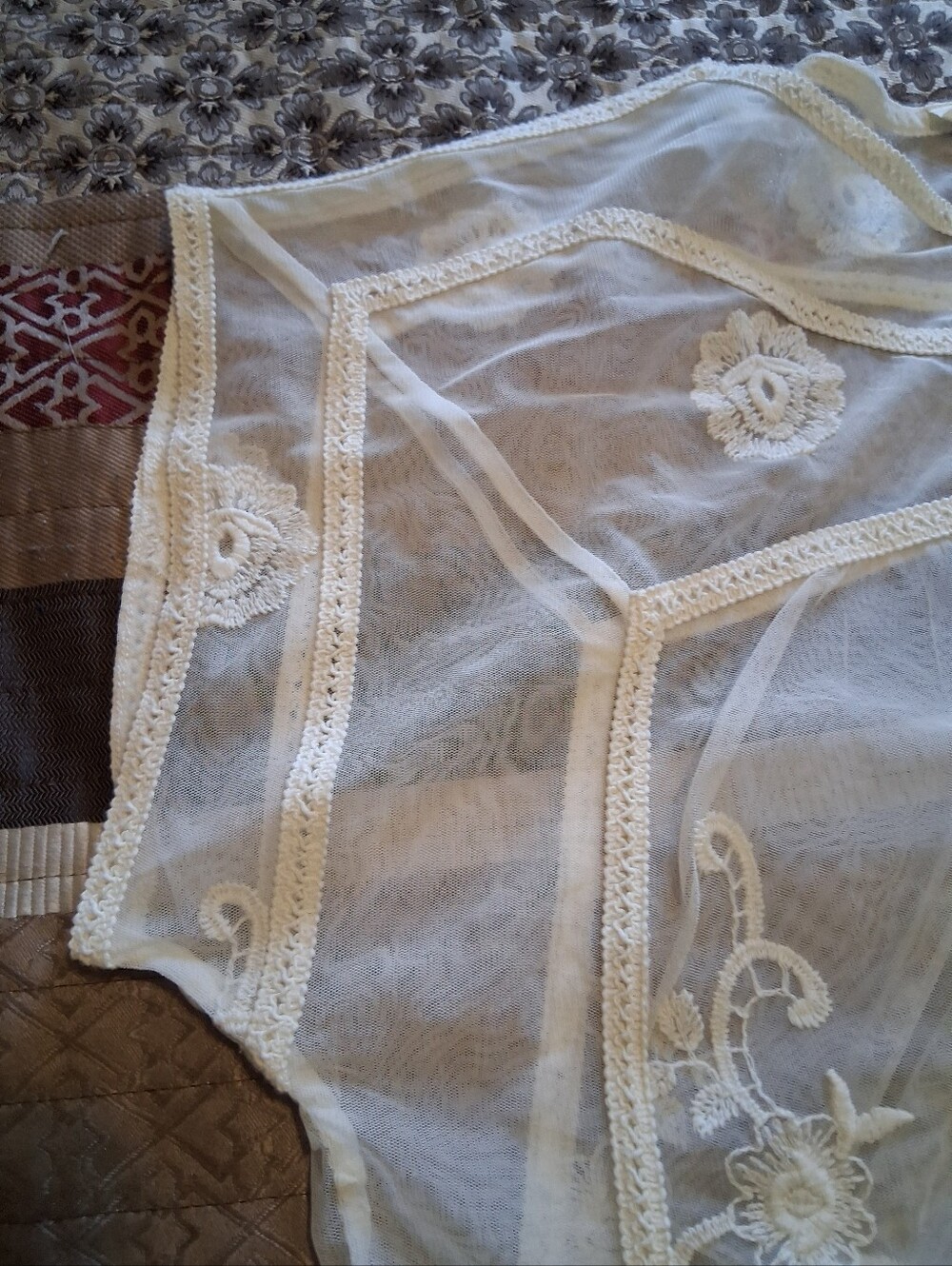 Sundance White Sheer Embroidered Lace Blouse - Picture 4 of 12